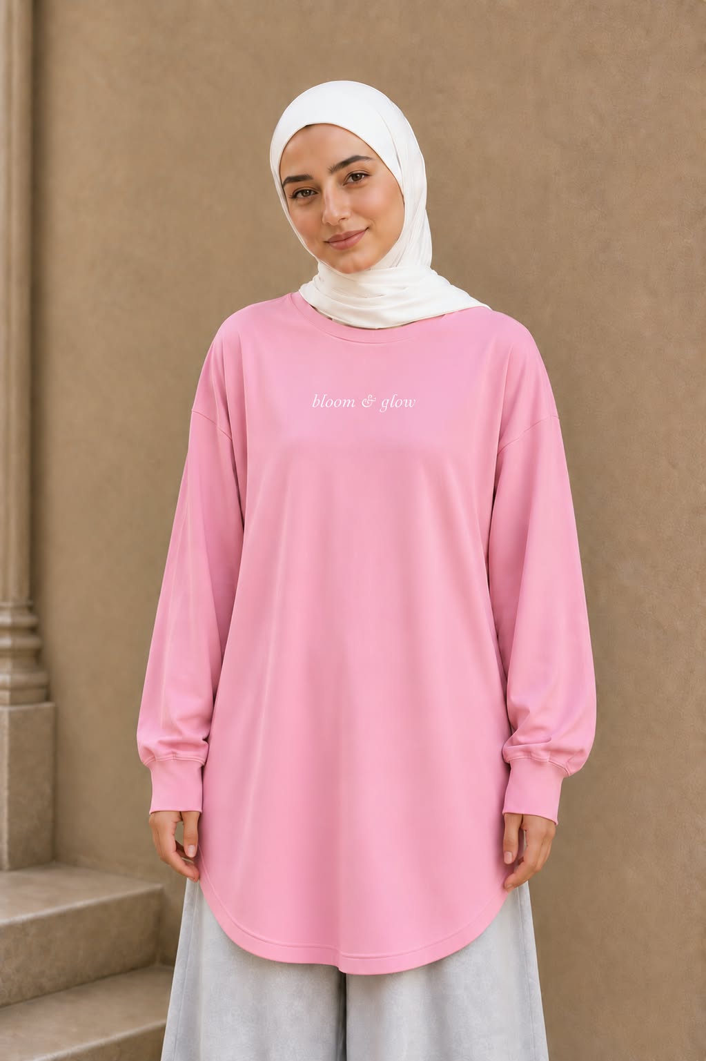 Bloom Woman T-shirt -Extra long & Soft - Pink